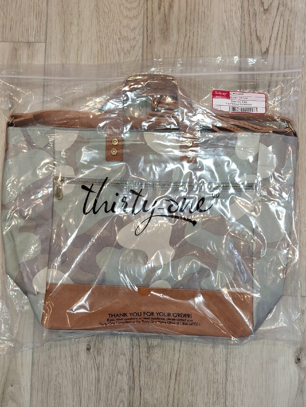 thirty-one Camouflage Canvas Crossbody Bag with Tan Trim